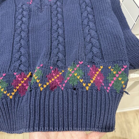 Vintage American Eagle Cable Knit sweater Argyle Medium - Picture 5 of 5